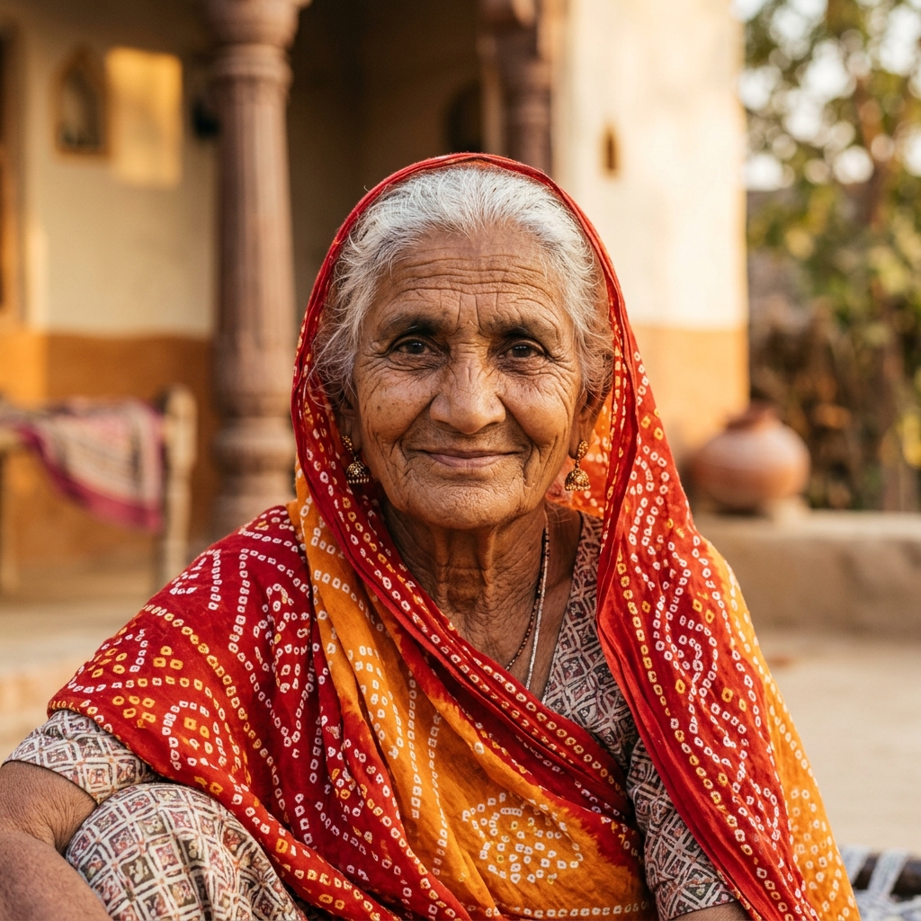 Elderly resident smiling