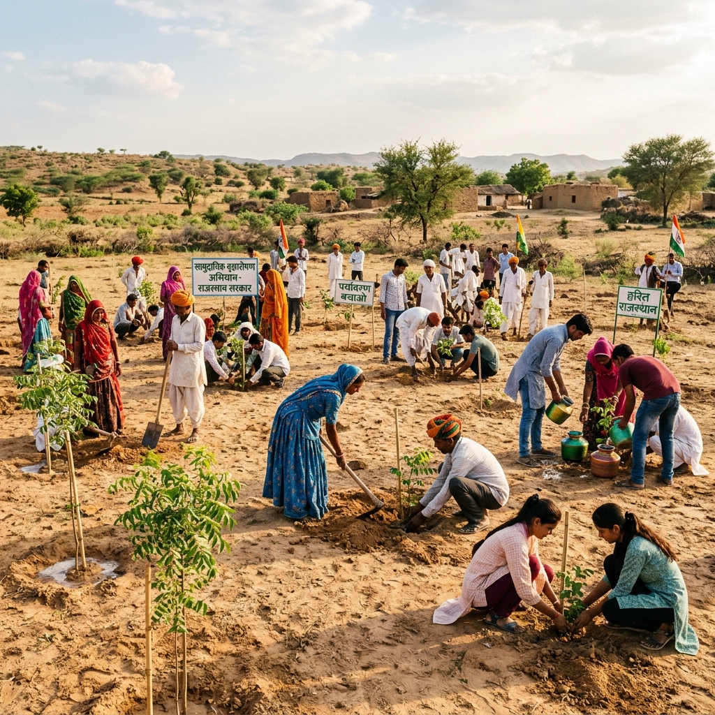 Community plantation drive in Rajasthan